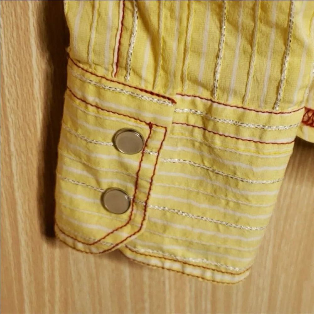 Georg Roth Yellow Button Down Shirt with Floral Accents - Picture 4 of 9